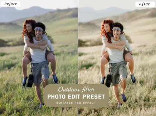 فایل PSD پریست فیلتر افکت عکس فضای باز پرتره تمیز و طبیعی کرم 26732