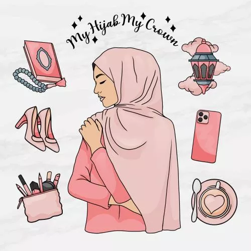 دانلود وکتور EPS مجموعه المان های دختر با حجاب زیبا 24663