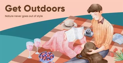 دانلود وکتور EPS قالب بیلبورد روز پیک نیک به سبک آبرنگ به صورت لایه باز 24669