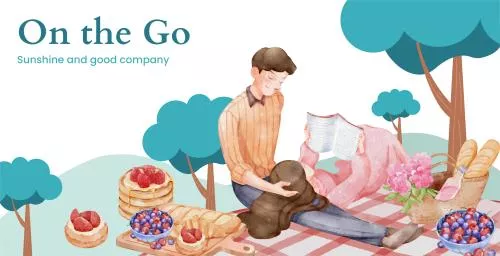 دانلود وکتور EPS قالب بیلبورد با مفهوم روز پیک‌نیک در سبک آبرنگ 24671