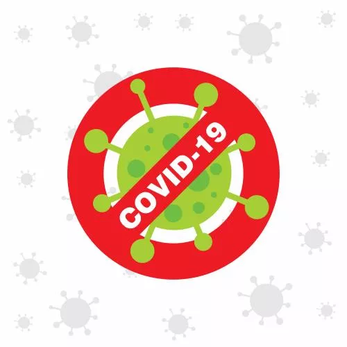 دانلود وکتور EPS پوستر کووید ۱۹ با آیکون ویروس 24686