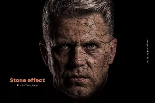 دانلود فایل PSD قالب افکت عکس سنگ ترک خورده به صورت لایه باز و قابل ویرایش در فتوشاپ 24687