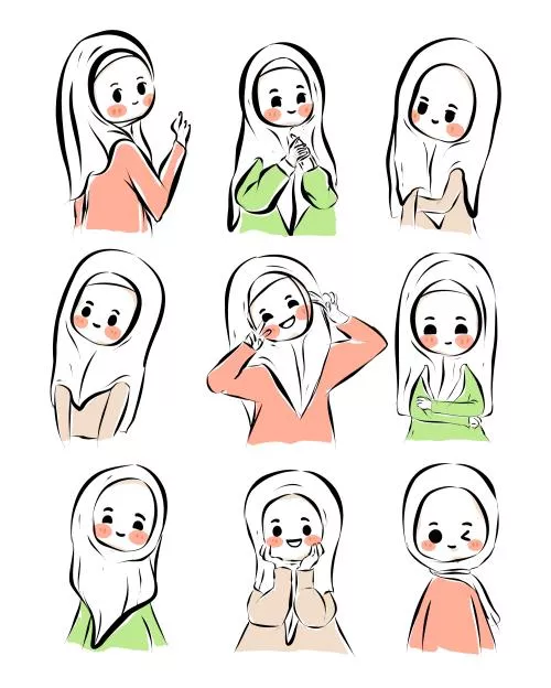 دانلود وکتور EPS دختر بامزه با حجاب به صورت لایه باز 24697