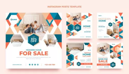 دانلود فایل EPS و AI عناصر انتزاعی مسطح هندسی املاک و مستغلات 24713