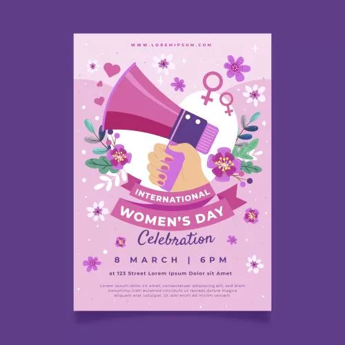 دانلود فایل EPS و AI قالب پوستر عمودی روز جهانی زن فلت 24721
