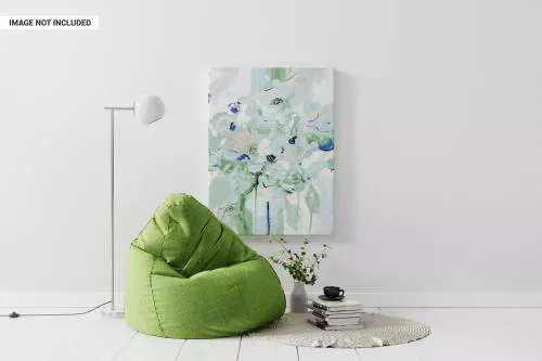 دانلود فایل PSD موکاپ بوم نقاشی روی دیوار در محل استراحت 24733