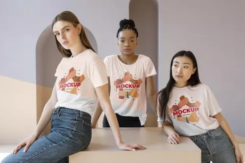 دانلود فایل PSD موکاپ لوگو برای تی شرت زنانه 24771