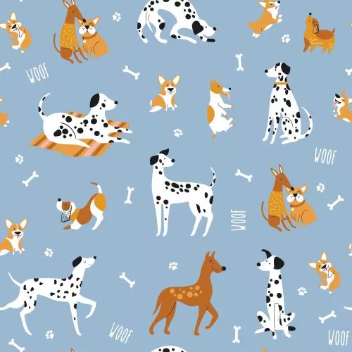 دانلود فایل وکتور EPS پترن بدون درز با سگ های کارتونی خنده دار 24565