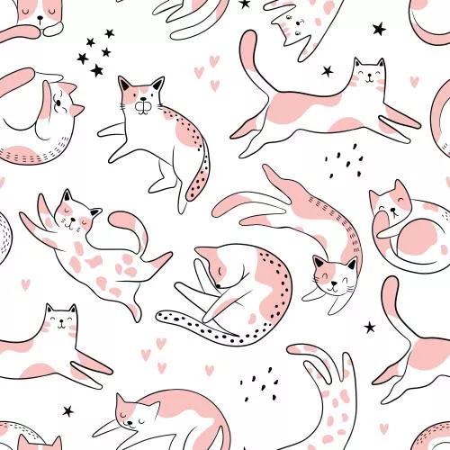 دانلود فایل وکتور EPS پترن بدون درز با گربه های خنده دار به صورت لایه باز 24566