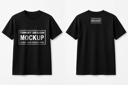 فایل PSD موکاپ تی شرت مشکی با طراحی جلو و پشت 26763