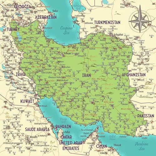 وکتور EPS نقشه ایران به سبک فانتزی وینتیج 26810