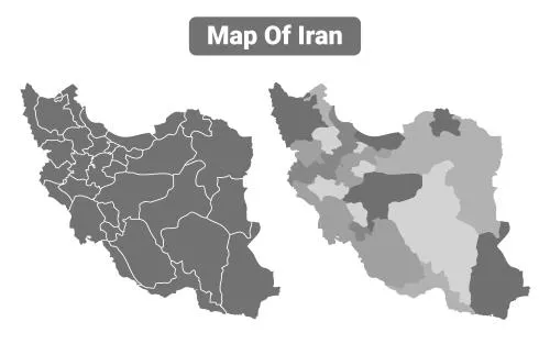 وکتور EPS مجموعه وکتور نقشه سیاسی ایران با سبک حاشیه‌ای خاکستری 26816
