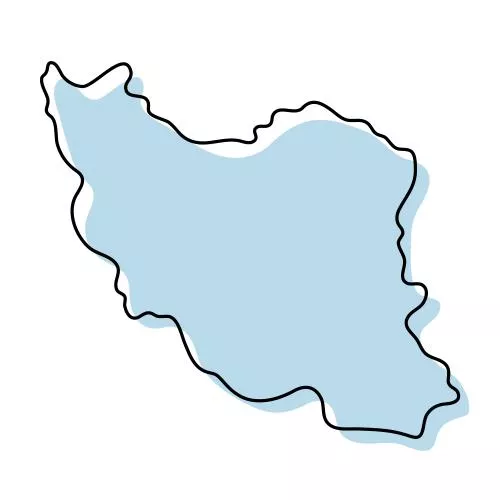 وکتور EPS نقشه ساده و استایلیزه آیکون ایران با طرح خطی آبی، تصویر وکتوری نقشه ایران 26836