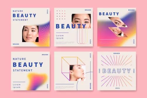 دانلود فایل EPS و AI پک پست اینستاگرام با استایل زیبایی 24809