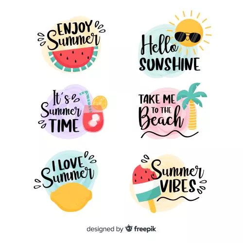 دانلود وکتور AI مجموعه نشان های تابستانی با دست کشیده شده 24815