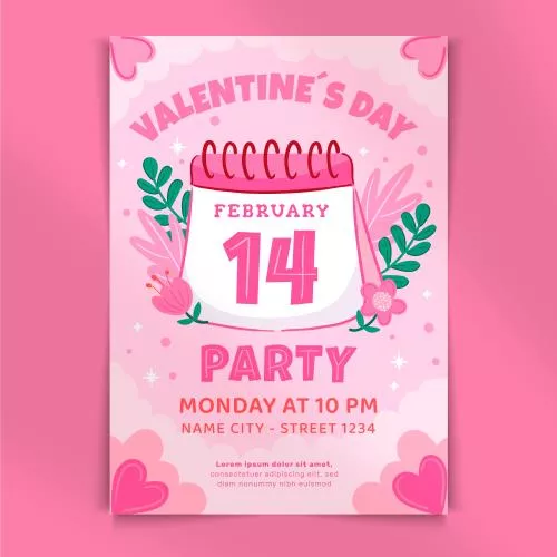 دانلود فایل EPS و AI قالب آگهی عمودی دست کشیده روز ولنتاین فایل وکتور لایه باز 24816