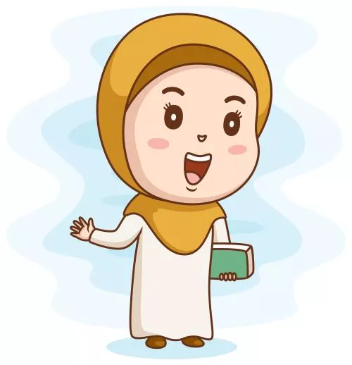 دانلود وکتور EPS وکتور دختر خوشحال مسلمان در حال نگه داشتن قرآن به صورت لایه باز 24819