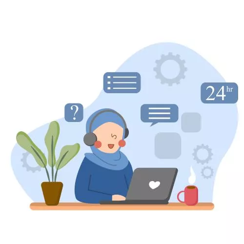 دانلود وکتور EPS تصویرسازی زن با حجاب به عنوان خدمات مشتری و پشتیبانی آنلاین به صورت لایه باز 24823