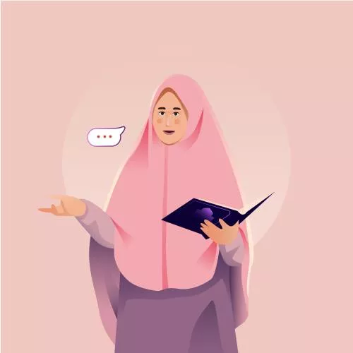 دانلود وکتور EPS زن با حجاب در حال آموزش قرآن به صورت لایه باز 24825