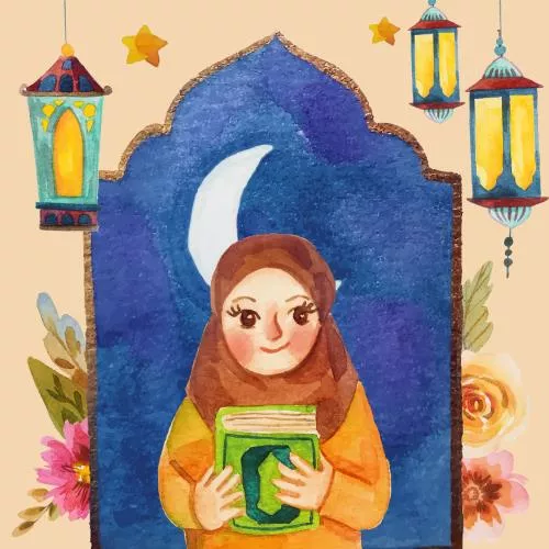 دانلود وکتور EPS تصویرسازی دختر مسلمان در سبک آبرنگ 24848