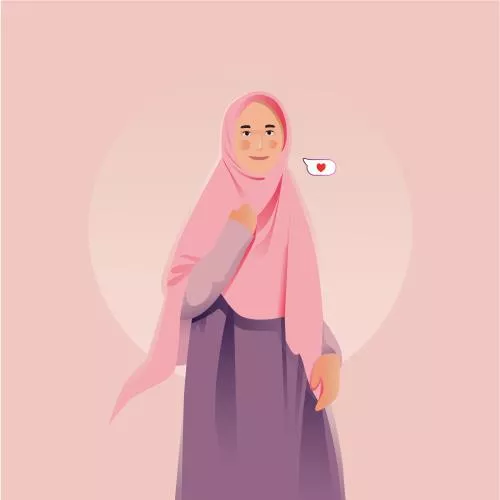 دانلود وکتور EPS دختر مسلمان با حجاب صورتی در حال لبخند زدن 24849
