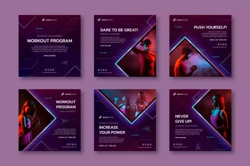 دانلود فایل EPS و AI پست های اینستاگرام ورزشی و تکنولوژی به صورت لایه باز 24892