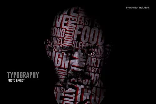 دانلود فایل PSD قالب افکت پرتره تایپوگرافی برای فتوشاپ 24905