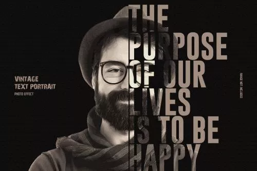 دانلود فایل PSD موکاپ افکت عکس و متن بریده شده قدیمی برای فتوشاپ 24910