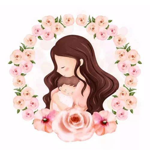 دانلود وکتور EPS مجموعه تصویرسازی آبرنگی مادر و کودک 24916