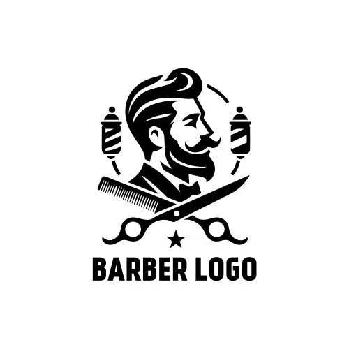 وکتور EPS قالب لوگو آرایشگاه وکتور قیچی و شانه کلاسیک و قدیمی 26863