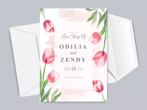 وکتور EPS قالب های کارت دعوت عروسی دست ساز گلدار زیبا و شیک 26872