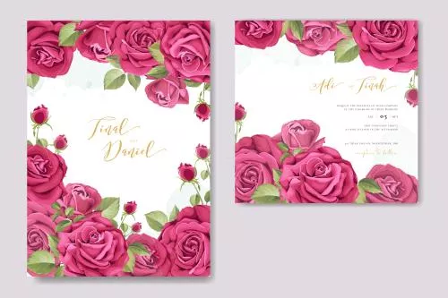 وکتور EPS قالب کارت دعوت عروسی زیبا با قاب گلدار 26879