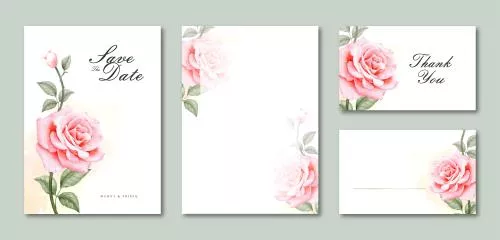 وکتور EPS مجموعه قالب کارت دعوت عروسی آبرنگی 26882