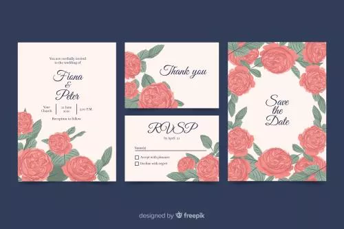 وکتور EPS و AI قالب فلت طراحی استیشنری کارت عروسی 26900