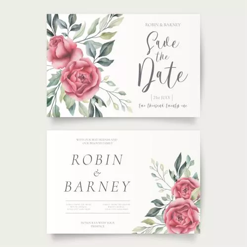 وکتور EPS قالب های افقی دعوتنامه عروسی گلدار 26910