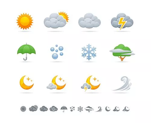 وکتور EPS مجموعه آیکون های آب و هوا 26924