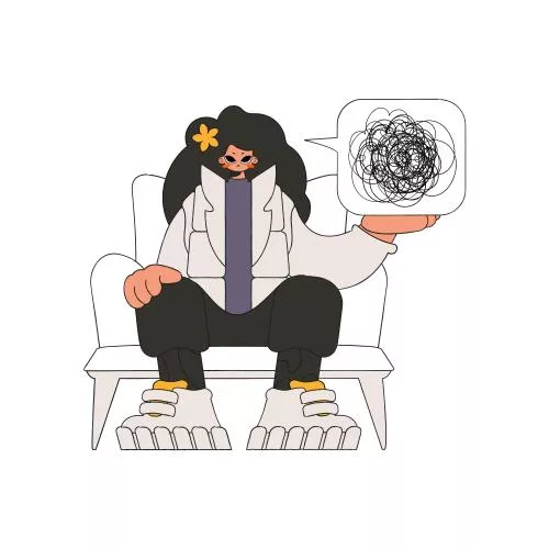 وکتور EPS زن نشان می‌دهد که افکار افسرده کننده ای دارد و گیج شده‌ است 26928