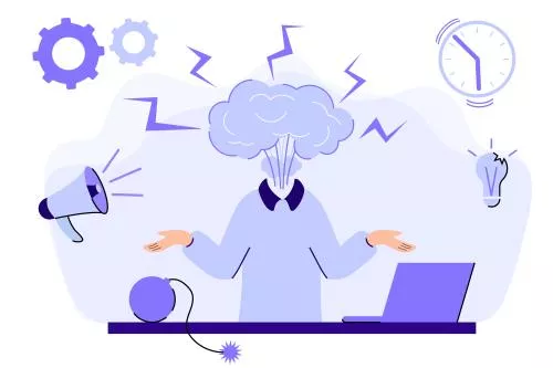 وکتور EPS سر مردی که از فشار اضطراب و خواسته‌های اجتماعی منفجر می‌شود، مشکل تعادل بین کار و زندگی 26936