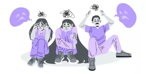 وکتور EPS تصویرسازی گروهی افراد غمگین و افسرده 26938