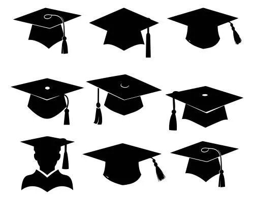 وکتور EPS مجموعه آیکون کلاه فارغ‌التحصیلی با پس‌زمینه سفید ایزوله - وکتور آیکون کلاه فارغ‌التحصیلی 26943
