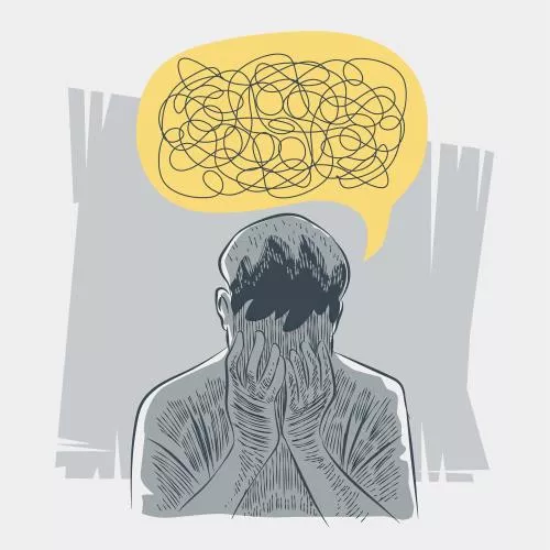 وکتور EPS و AI تصویرسازی دستی شخص با مشکلات سلامت روان 26949