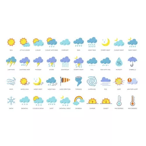 وکتور EPS وکتور آیکون های آب و هوای رنگارنگ 26952