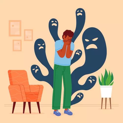 وکتور EPS و AI تصویرسازی دستی اسکیزوفرنی 26958