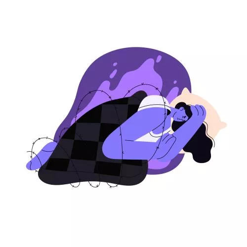 وکتور EPS زن غمگین ، کابوس ، دختر ناراحت ، ترس ذهن ، نگرانی شب ، زن ، مشکل خواب ، اضطراب 26983