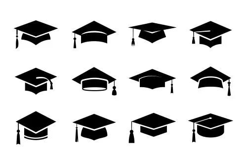 وکتور EPS مجموعه آیکون های کلاه فارغ التحصیلی و کلاه دانشگاهی 26986