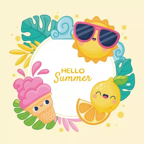 وکتور EPS و AI قالب دست‌ساز قاب تابستانی 27014