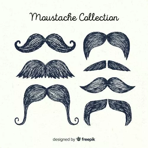 وکتور EPS و AI مجموعه دست‌ساز مو و سبیل موومبر 27017