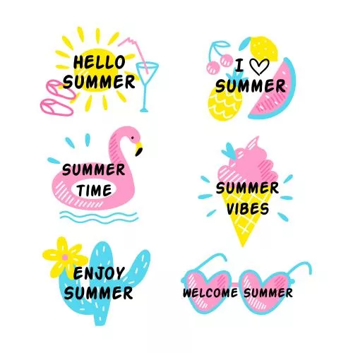 وکتور EPS و AI مجموعه نشان‌های تابستانی دست‌ساز 27024