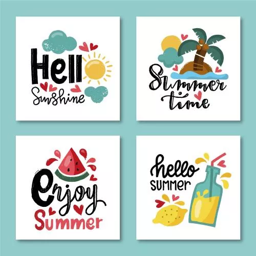 وکتور EPS و AI مجموعه قالب کارت تابستانی 27025