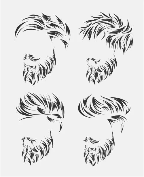 وکتور EPS تصویرسازی چهره مرد با مدل مو و ریش و سبیل 27047